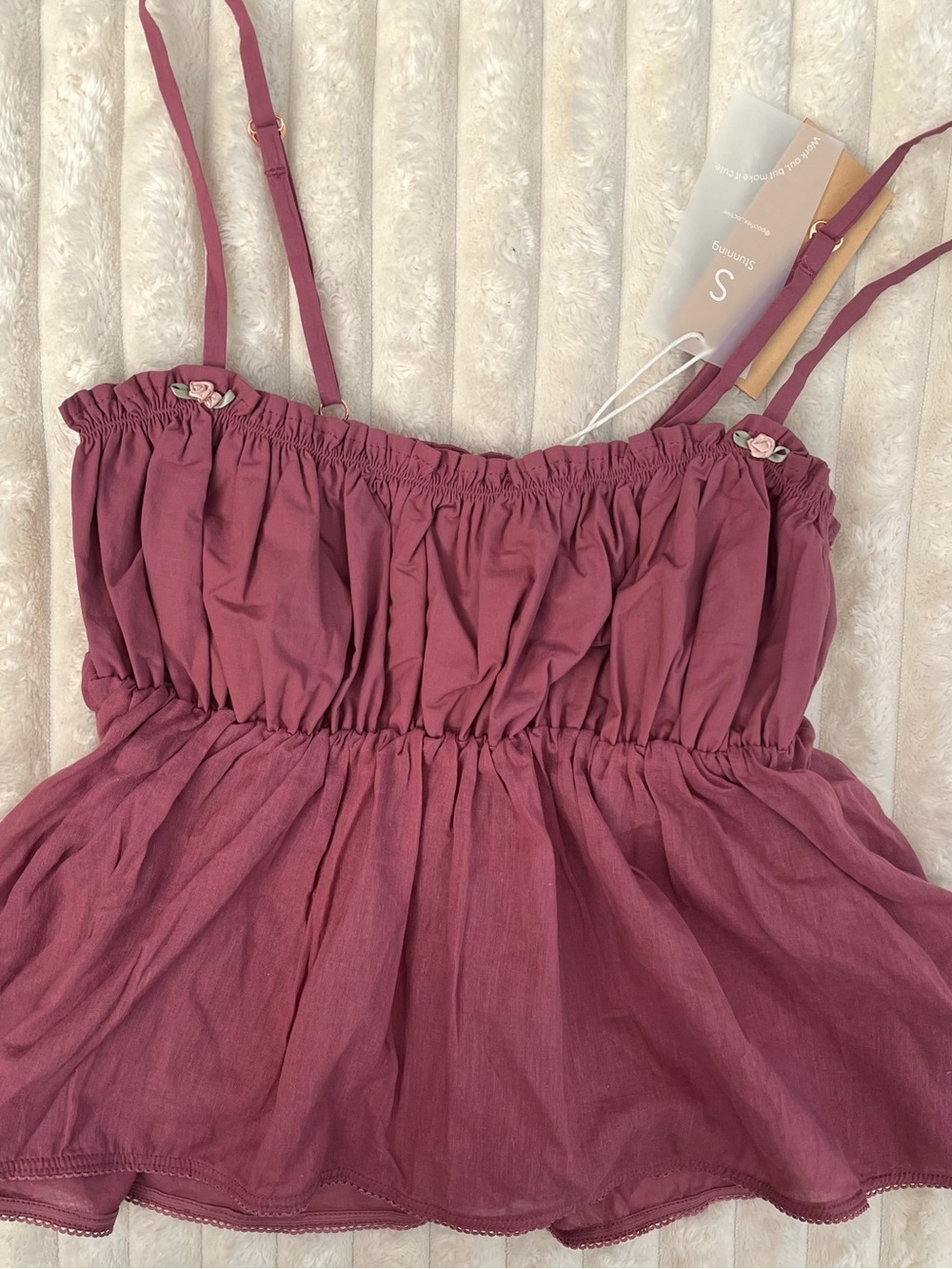 Popflex Wildest Dreams Babydoll Top “Berry Sleepy” Size S NWT